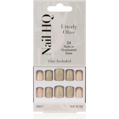 Nail HQ Kwadratowe sztuczne paznokcie Utterly Olive 24 szt.