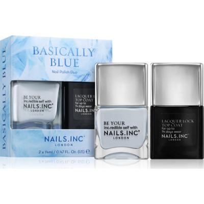 Nails Inc. Zestaw lakierów do paznokci Basically Blue Always Lakier do paznokci Making Waves 14 ml + Lakier nawierzchniowy Lacquer Lock 14 ml