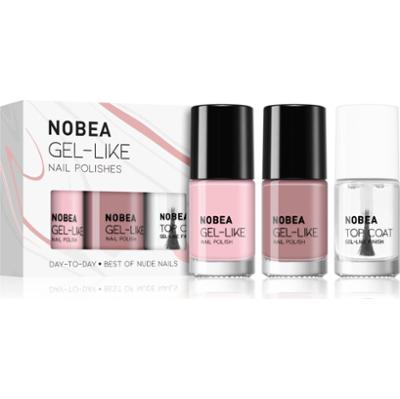 NOBEA Zestaw lakierów do paznokci Best of Nude Day-to-Day Best of Nude Shiny Protective Nail Top Coat 6ml + Base Shade #N01 Nail Lakier 6ml + Light Ma
