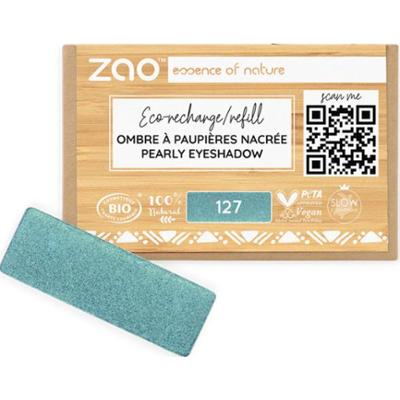 Zao Make Up Cień do powiek w opakowaniu prostokątnym, 127 Pearly Peacock Blue (1,30 g)