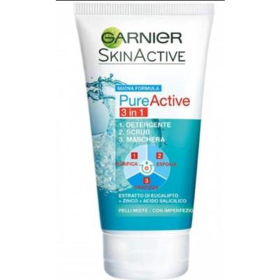 Garnier Pure - żel oczyszczający, peeling i maska przeciw niedoskonałościom 3w1 - 150ml