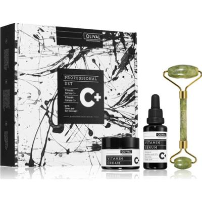 Olival Profesjonalny zestaw do pielęgnacji twarzy C+ z kremem do twarzy z witaminą C 50 ml + rozświetlającym serum do twarzy 30 ml + wałkiem masującym
