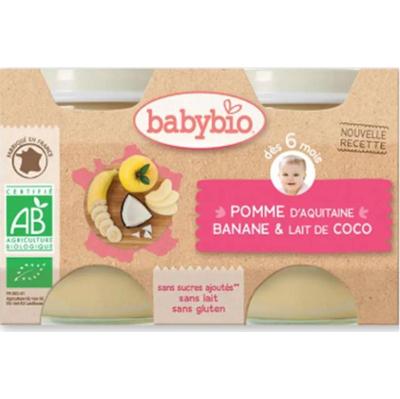 Babybio Słoiki owocowe - 6 miesięcy i więcej - Jabłko, banan i mleko kokosowe - ORGANICZNE 2X130G