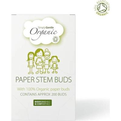 Simply Gentle Pąki papierowe organiczne, patyczki bawełniane 200 szt.