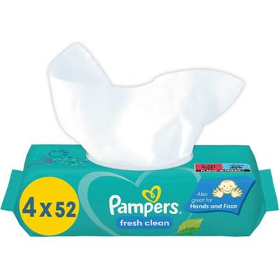 Pampers Fresh Clean Chusteczki nawilżane do skóry wrażliwej dla dzieci 4x52 szt.