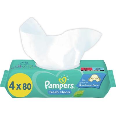 Pampers Fresh Clean Chusteczki nawilżane do skóry wrażliwej dla dzieci 4x80 szt.