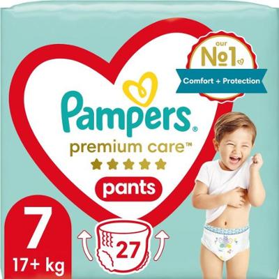 Pampers Spodnie Premium Care Rozmiar 7 Jednorazowe pieluchomajtki Pull-Up 17+ kg 27 sztuk