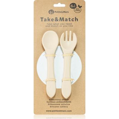 Petite&Mars Take&Match Silikonowe sztućce Desert Sand 6 miesięcy+ 2 sztuki