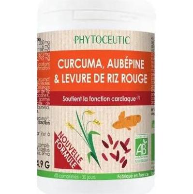 Phytoceutic Kurkuma, głóg i organiczny czerwony ryż drożdżowy Wspomagają pracę serca 60 tabletek