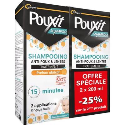 Pouxit Szampon przeciw wszom i gnidom o zapachu moreli 2x200ml