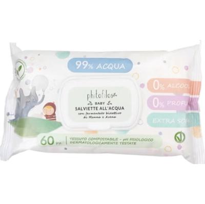 Phitofilos Chusteczki nawilżane Baby Water Wipes z manną i owsem, 60 sztuk