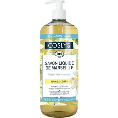 Coslys Marsylskie mydło w płynie z organicznym kwiatem pomarańczy Do rąk i ciała 1L