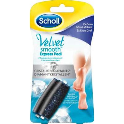 Scholl Velvet Smooth Express Pedi Roll Uzupełnienie z kryształkami diamentu Dodatkowe ziarno złuszczające, opakowanie 2 szt