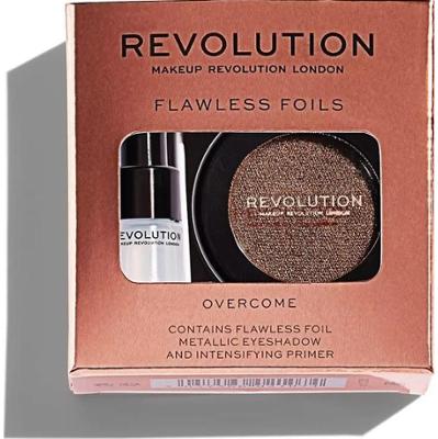 Ustawić Makeup Revolution: Flawless Baza pod cienie do powiek Foils Vegan 2ml + Flawless Paleta cieni do powiek Foils Vegan Overcome 2g