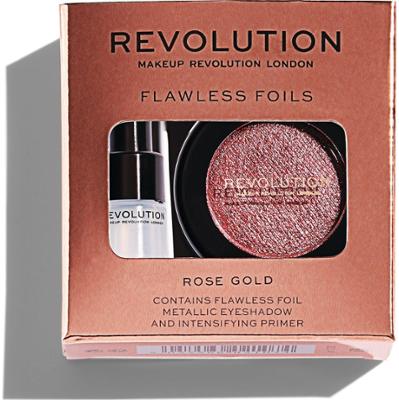 Ustawić Makeup Revolution: Flawless Baza pod cienie do powiek Foils Vegan 2ml + Flawless Paleta cieni do powiek Foils Vegan Rose Gold 2 g