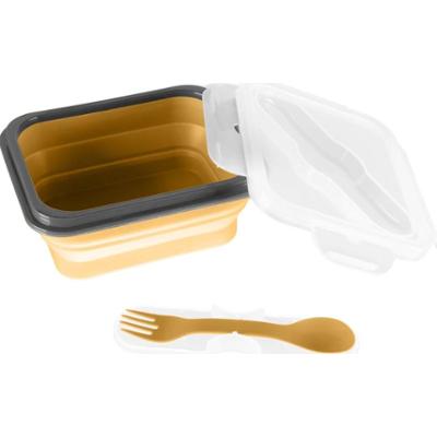 Zopa Zestaw sztućców silikonowych w pudełku musztardowo-żółtym 15x7,5 cm