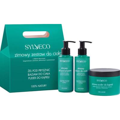 Zestaw do ciała na zimę Sylveco - puder do kąpieli 150 g + balsam 150 ml + żel 150 ml