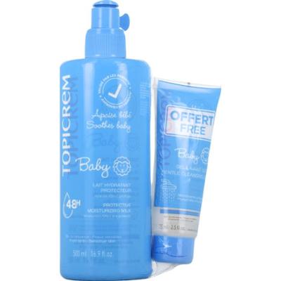 Topicrem Baby - Ochronne Mleczko Nawilżające 500ml + Delikatny Żel Oczyszczający 75ml