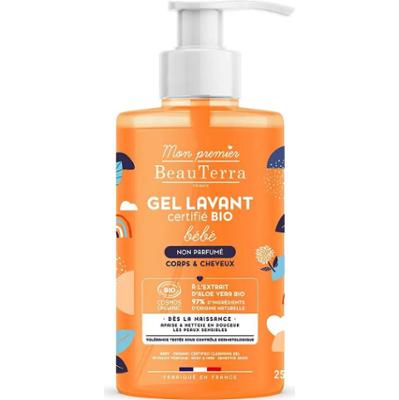 Beauterra Organiczny Perfumowany Żel do Mycia Dla Dzieci Do Wrażliwej Skóry, Ciała i Włosów 250ml