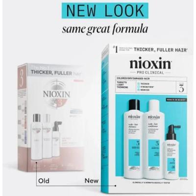 Nioxin System 3 – Zestaw – Kuracja do włosów naturalnych z lekkim wypadaniem 3 szt
