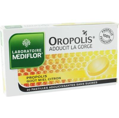 Oropoli Propolis - Zmiękcza Gardło - Smak Miodowo-Cytrynowy 20 tabletek