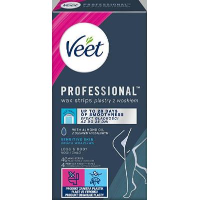 Veet Profesjonalne paski do depilacji skóry wrażliwej, 40 sztuk