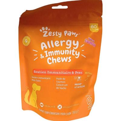 Zesty Paws - Gryzaki na alergie i odporność - Wsparcie odporności i skóry - 60 przysmaków z łososia