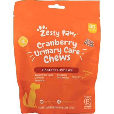 Zesty Paws - Cranberry Urinary Care Chews - Urinary Comfort - 60 słodyczy w kształcie indyka
