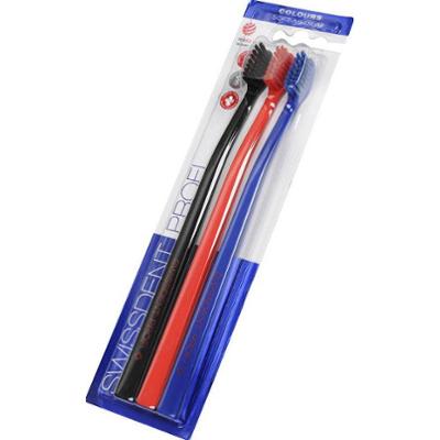 Swissdent Szczoteczka do zębów Soft-Medium 2 + 1 GRATIS (Czarna + Czerwona + Niebieska)