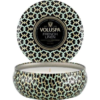 Voluspa 3-Wick Tin Candle Frech Linen 40h