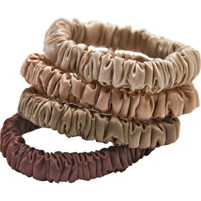 Lenoites Mulberry Silk Skinny Scrunchies, Beige, Light Brown, Brown, Coffee