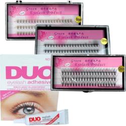 Zestaw rzęsy kępki 8,10,12mm + klej DUO black 7g