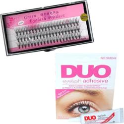 Zestaw rzęsy kępki 12mm profil C+klej DUO Black 7g