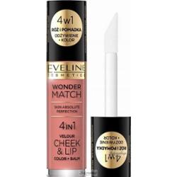 Eveline Cosmetics - Wonder Match - Velour Cheek & Lip - Róż i pomadka w płynie - 4,5 ml - 01