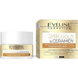 Eveline Cosmetics - 24K GOLD & CERAMIDES Deeply Nourishing Cream - Skoncentrowany krem głęboko odżywczy 70+ Dzień/Noc - 50 ml