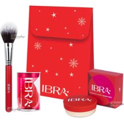 Ibra - Świąteczny zestaw - Gift Set 4 - Sypki puder transparentny 12 g + Gąbka do makijażu + Pędzel do pudru