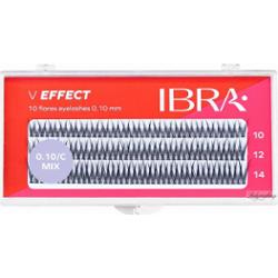Ibra - V EFFECT - 10 FLARES EYELASH 0,10 mm / C - Kępki sztucznych rzęs - 120 szt. - MIX (10mm, 12mm, 14mm)