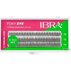 Ibra - FOXY EYE 12 Flare Eyelashes by Ewelina Zych - Kępki sztucznych rzęs - Skręt J - 120 kępek - 0.10 MIX (10mm, 12mm, 14mm)