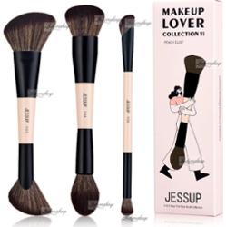 JESSUP - Makeup Lover - Collection VI - Peach Dust - 6-in-3 Duo-End Face Brush Collection - Zestaw 3 pędzli do makijażu - T508