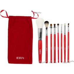Ibra - BRUSH SET RED - Zestaw 8 pędzli do makijażu w czerwonej saszetce