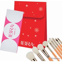 Ibra - Świąteczny zestaw - Gift Set 6 - Paleta rozświetlaczy Glow Trio + Zestaw 9 pędzli do makijażu Fresh