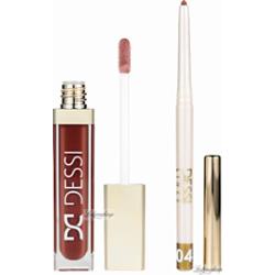 DESSI - Nude Harmony - Zestaw do makijażu ust - Błyszczyk do ust Creamy Cover Lip Tint 115 Chocolate + Konturówka do ust 04