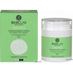 BASICLAB - Normalizująca maska do twarzy, szyi i dekoltu, 10% Fermentu ryżowego, 2% BHA, CICA, Zwężenie i redukcja, 50ml
