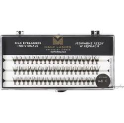 Many Beauty - Many Lashes - 14D SUPERBLACK - Silk Eyelashes Individual - Jedwabne rzęsy w kępkach - C - 0,10mm - 60 szt - C-11mm
