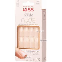 KISS - Salon Acrylic French - Nude - Sztuczne paznokcie w zestawie z klejem - 28 szt - Leilani - M - KAN07C