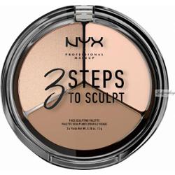 NYX Professional Makeup - 3 STEPS TO SCULPT - FACE SCULPTING PALETTE - Zestaw do konturowania twarzy - FAIR