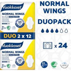 Podpaski ze skrzydełkami WHITE NORMAL WINGS DUOPACK, 2x12 sztuk