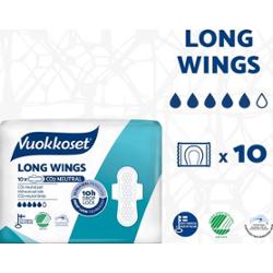Podpaski ze skrzydełkami WHITE LONG WINGS, 10 sztuk