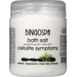 Sól do kąpieli wspomagająca pielęgnację skóry z objawami celllitu z kofeiną, magnezem, z minerałami z Morza Martwego BINGOSPA