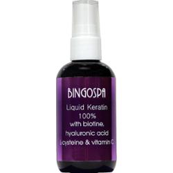 ZWIĘKSZA OBJĘTOŚĆ WŁOSÓW Płynna keratyna z biotyną, kwasem hialuronowym, L-cysteiną i witaminą C BINGOSPA
